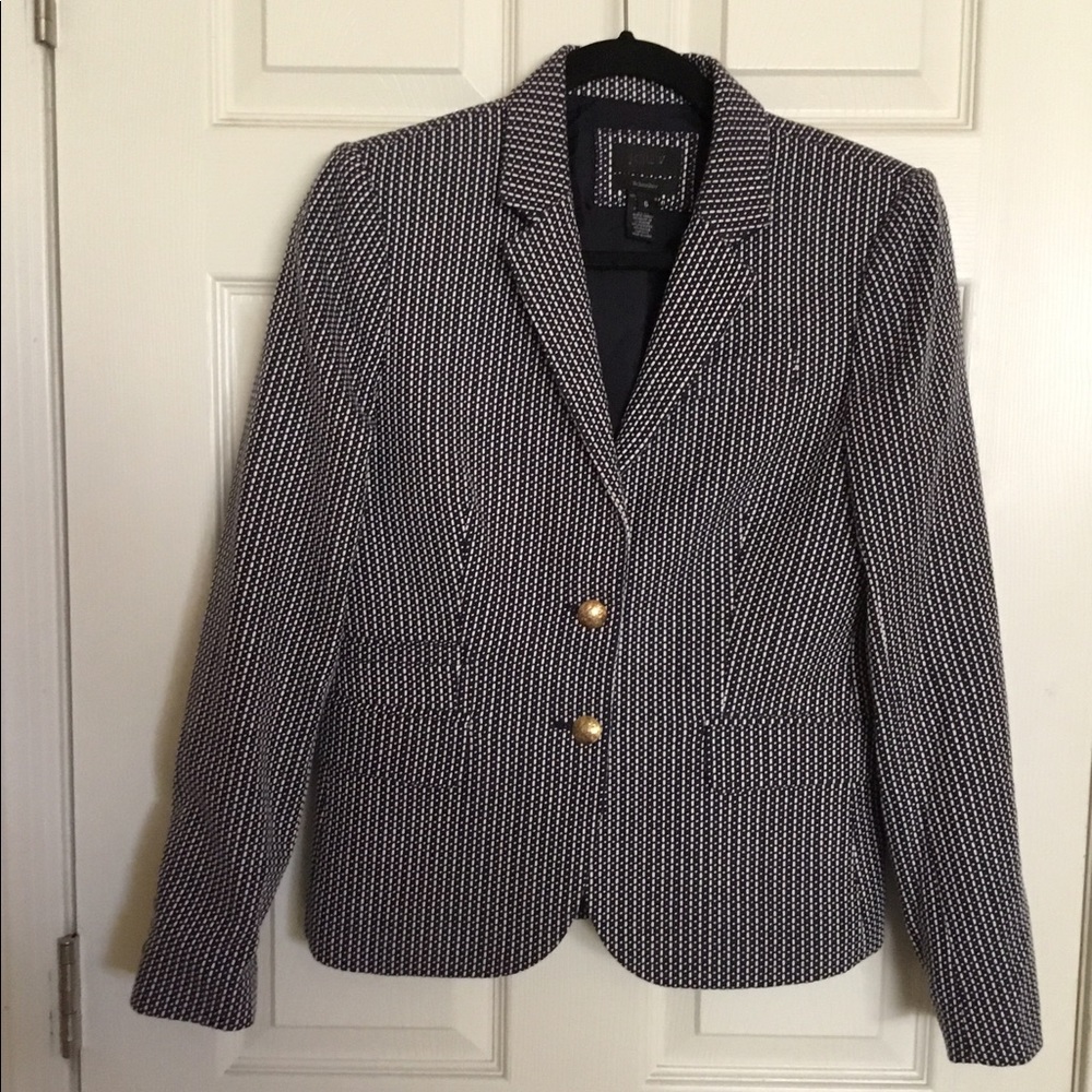 J.Crew Schoolboy Print Navy/White Blazer Sz.6